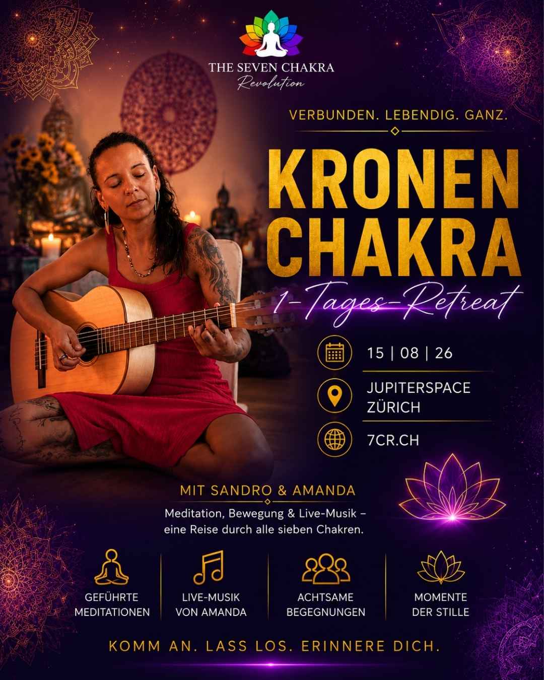 Amanda begleitet das Kronenchakra Retreat mit Live-Musik